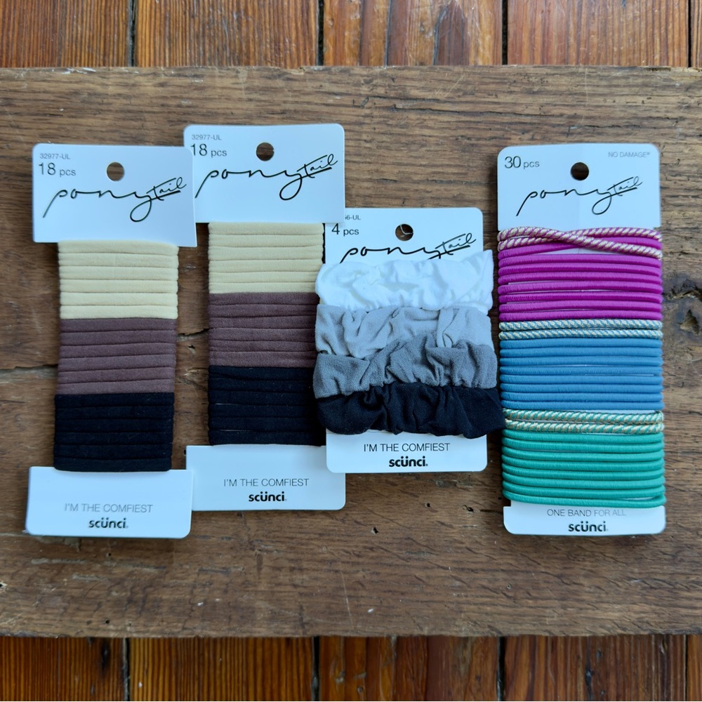 NWT Scünci Pony Tail 4 pack lot elastics & scrunchies 70pcs